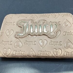 Juicy Couture Wallet in Cafe (Tan) Logo Embossed, gold hardware